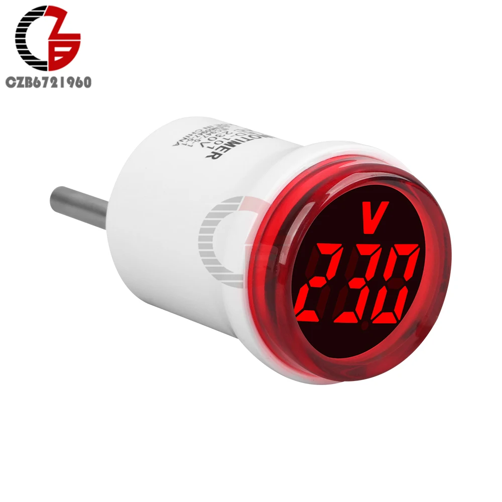 LED Digital Voltmeter Ammeter Euro Plug Voltage Test Monitor AC 50-500V Round Voltmeter Indicator Voltage Current Meter Detector