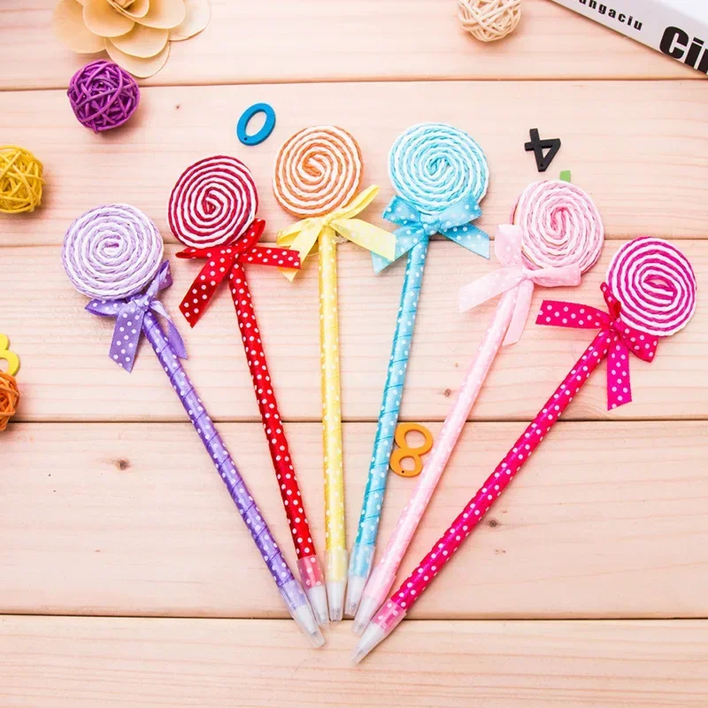 A50PCS Lollipop Ballpoint Pen Creative Pompom Pen Primary School STUDENT'S Stationery Prizes South Korea Creative Stationery