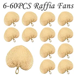 6-24PCS Natural Raffia Hand Fans Pai Pai Para Boda Wedding Party Favors Handmade Fans for Wedding Decoration, Party (9.5