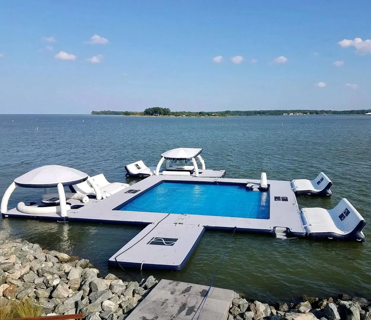 Commercial Inflatable Yacht Floating Platform Island Boat Dock Inflatable Boat