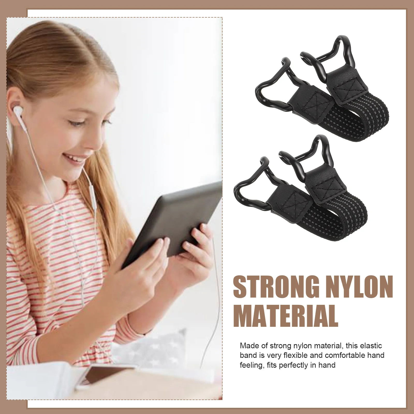 

2 Pcs Fall Hand Strap for Phone Nylon Universal Elastic Grip Free Hands Bed Office Compatible Tablet
