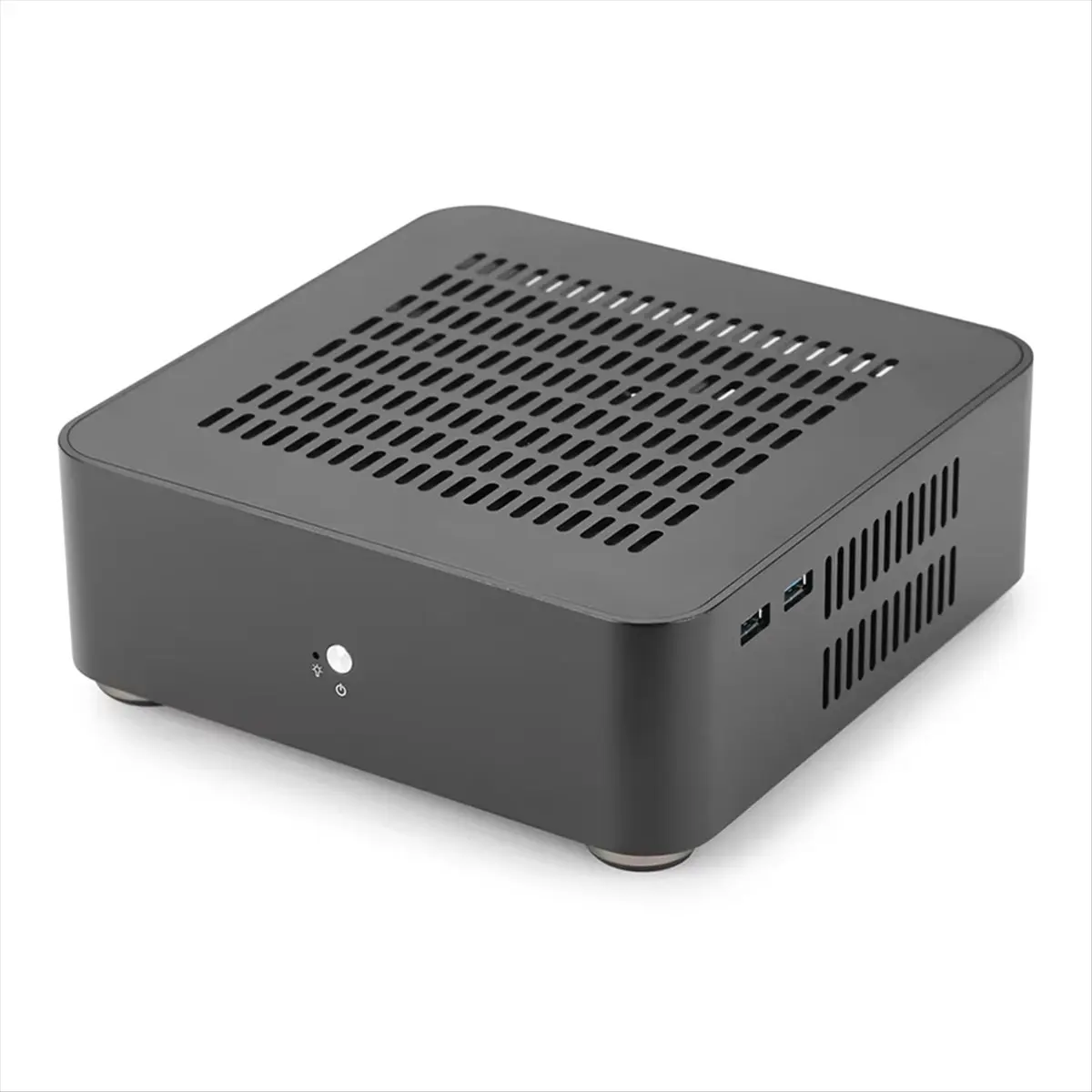 BEST CHOICE）All Aluminum Chassis Mini HTPC Case Mini ITX Cases Computer Gaming PC Desktop Case with 8Pin Power Supply PSU Black