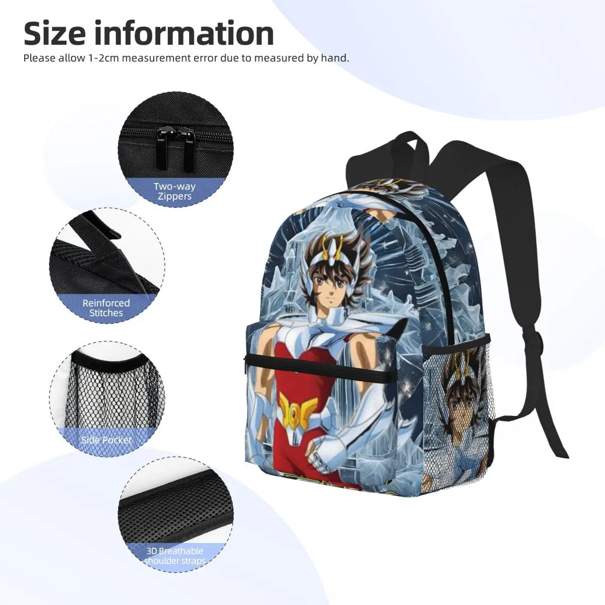 Anime Knights Of The Zodiac Seiya Student Backpack School Bag Hiking Travel Daypack for Men Women Fashion Bookbag Shoulder Bags
