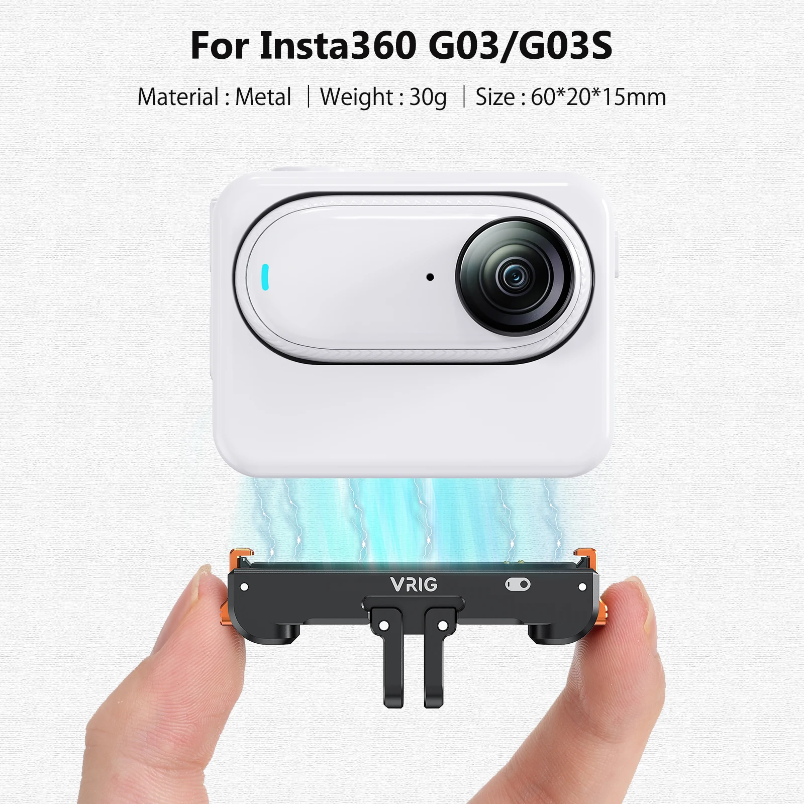 VRIG AC-39 Magnetic Quick Release Mount Metal Folding Charging Port For Insta360 GO 3S GO 3 Quick Attach 2-in-1 Base 1/4 2-Prong