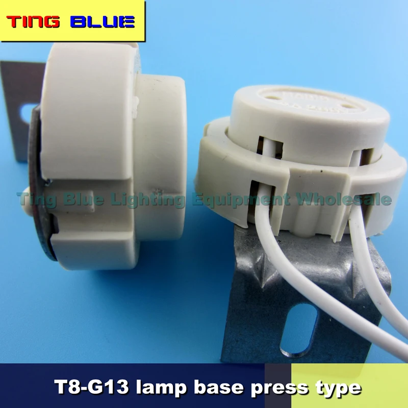 (2 pcs) T8 Press-Holder G13 Fluorescent Lamp UV Lamp Holder Push-on 10CM Copper Insert 12-250V