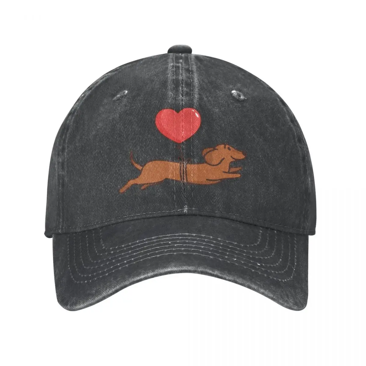 Cute Dachshund Dog Washed Baseball Cap With Balloon Aesthetic Trucker Hat Spring Female Outdoor Print Baseball Caps