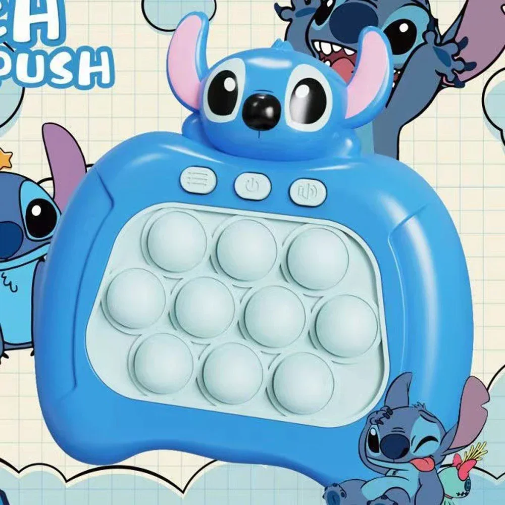 Lilo Stitch Quick Push Game Pop Up Fidget Bubble Electronic Pop it Pro Game Light giocattoli AntiStress per bambini adulti