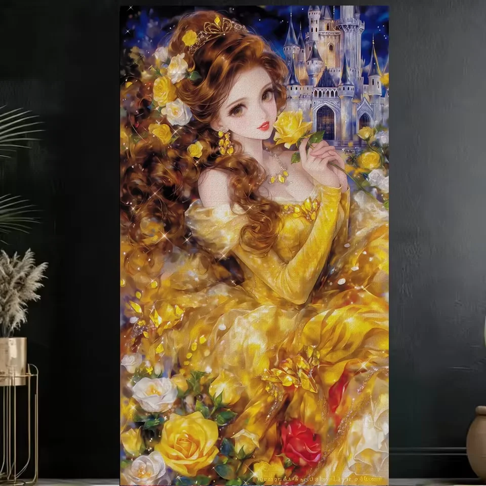 DIY Diamond Painting Princess Beauty Yellow Rose Flowers Full Drill Diamond Art Kits Mosaic Embroidery Home Wall Decor Gift