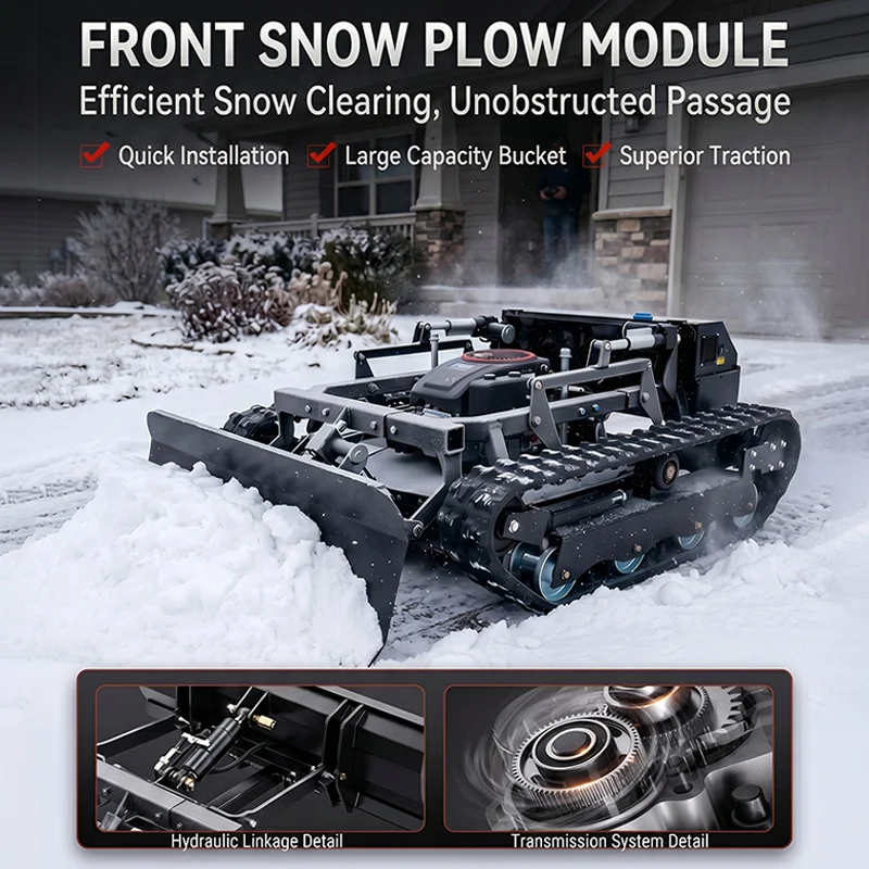 Crawler Type 4-Stroke Gas Industrial RC Grass Cutter Winter Snow Shovel Detachable Loading Platform High Power Light