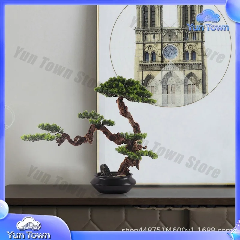 Creative New Chinese Simulation Welcome Pine Ornament Furniture Store Pine Tree Ornament Home Furnishing Porch Table Soft Crafts
