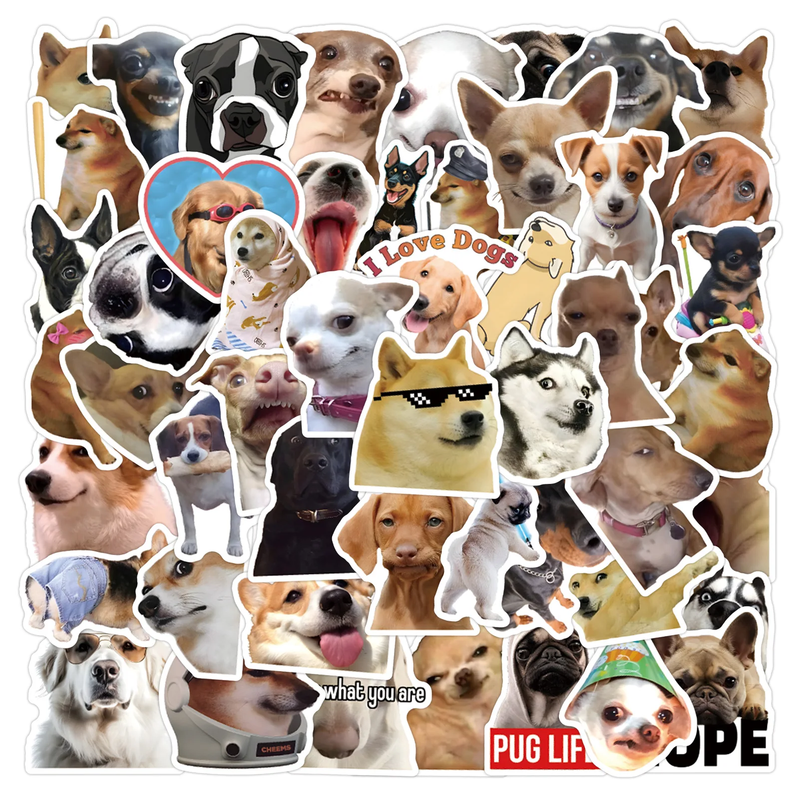 

55PCSFunny Dogs Stickers Cute Cartoon Decals DIY Toys Graffiti Stationery Phone Bicycle fridge Laptop Car Kids Funny StickerToys