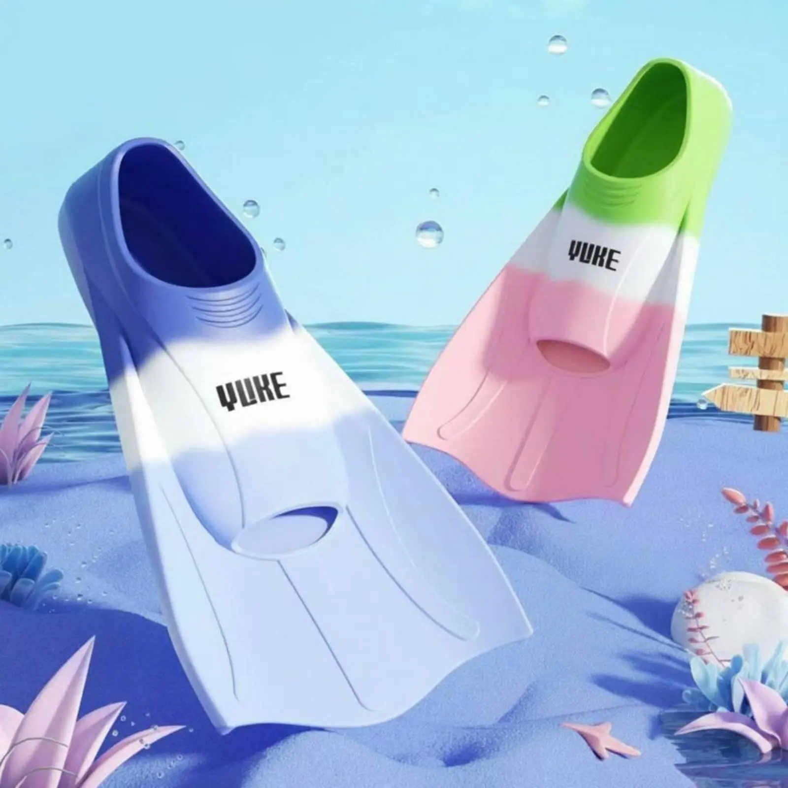 

Kids Swim Fins Easy Kicking Short Swim Fins Aquatic Gear Comfortable Foot Pocket Snug Fit
