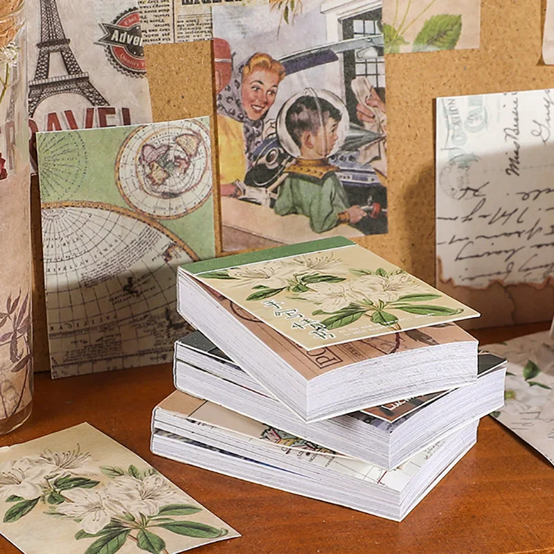 50pcs Retro Poster Map Decorative Stickers Book Ins Landscape Material Sticker DIY Diary Scrapbook Decoration Stationery Sticker