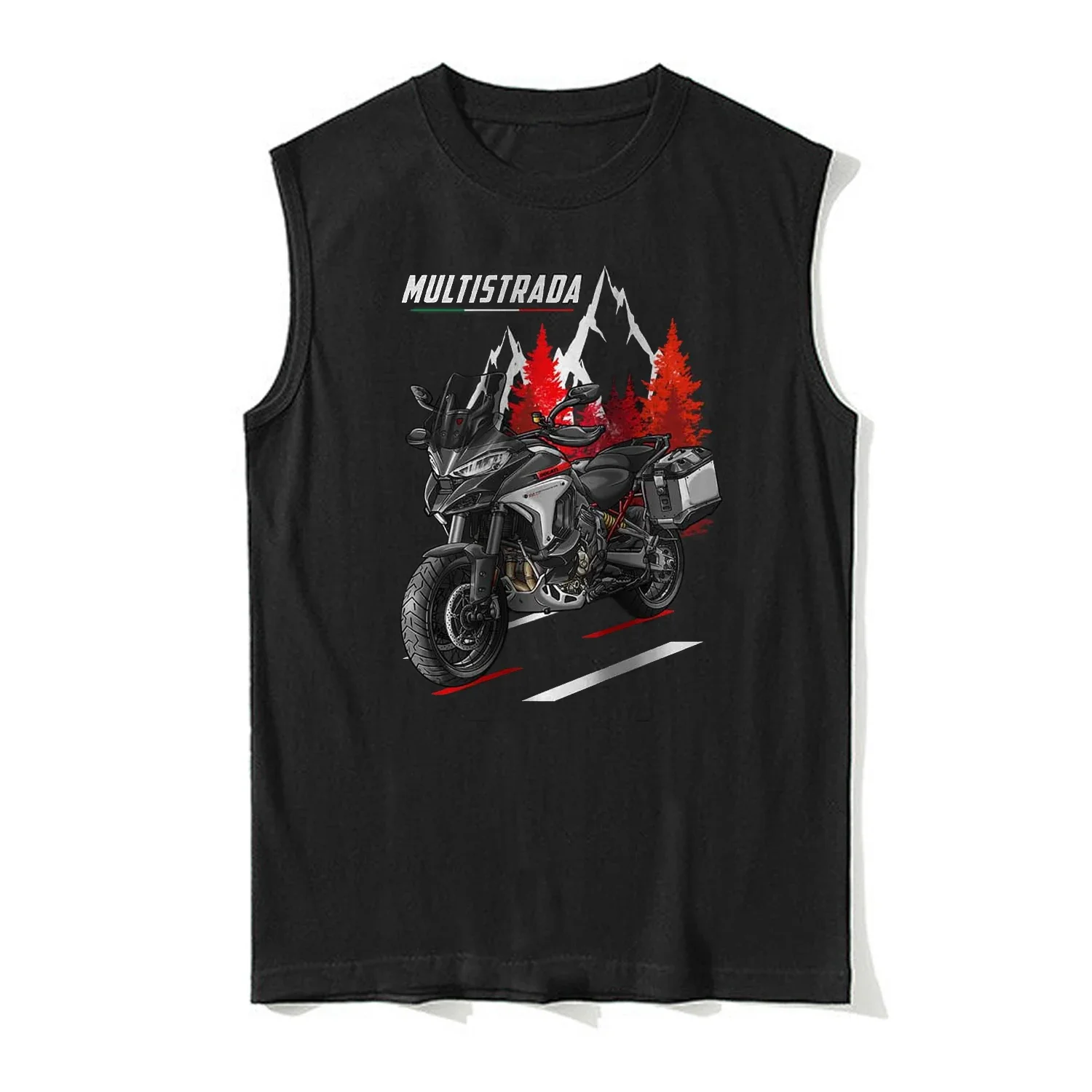 2021-2024 Models Italy Multistrada V4 Motorcycle Tank Top 100% Cotton O-Neck Casual Mens Vests Sleeveless Tee Rider Streetwear