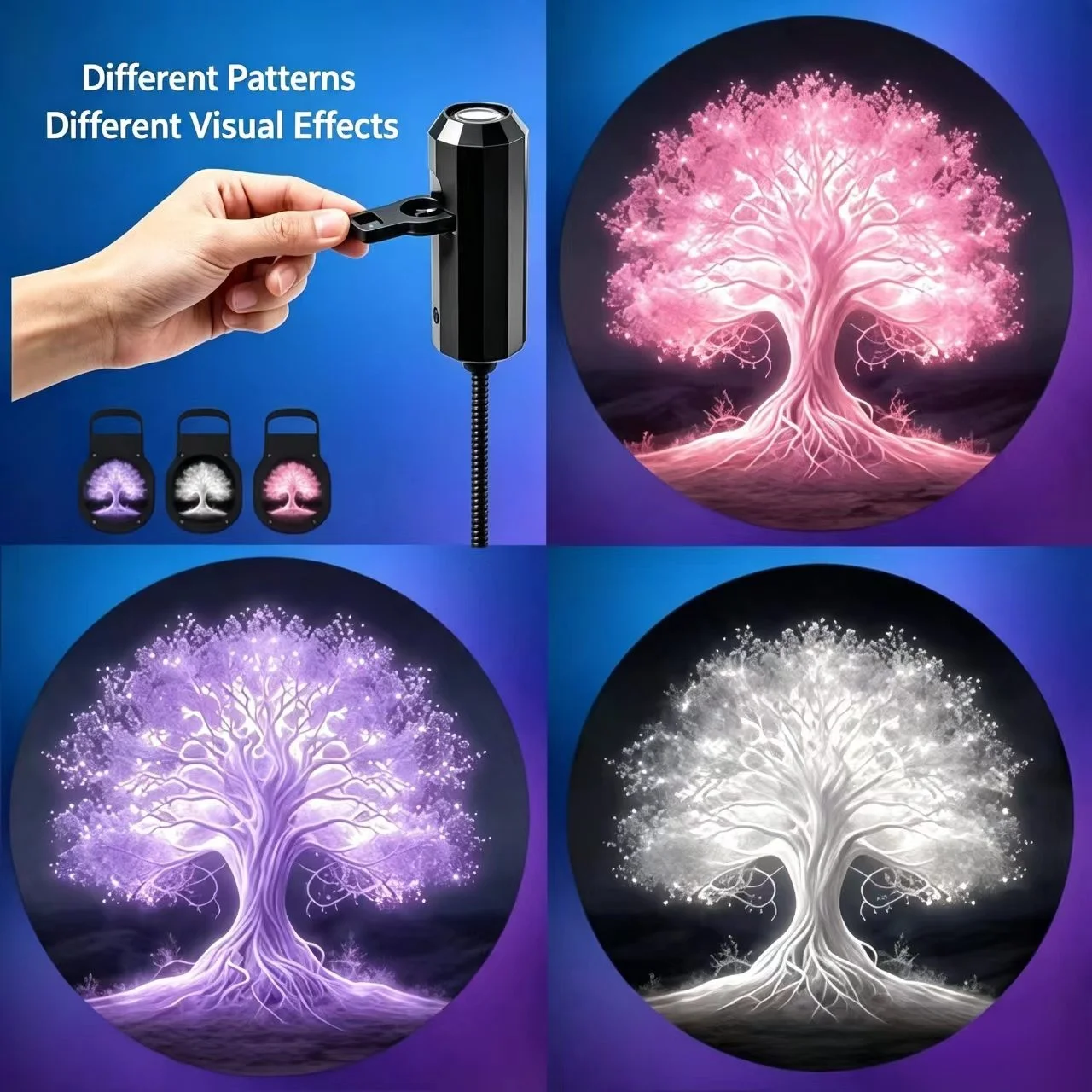 Luz Ambiental de Proyección Árbol de la Vida para Fotografía, Transmisión en Vivo, Luz Nocturna Ambiental para Hogar, Dormitorio, Coche, Universal, Árbol Eterno Nocturno
