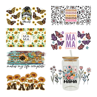 MOM MAMA Mather's Day Sticker UV DTF Cup Wrap Iron On Transfer For Glass Can Wraps 16oz Libbey D11833