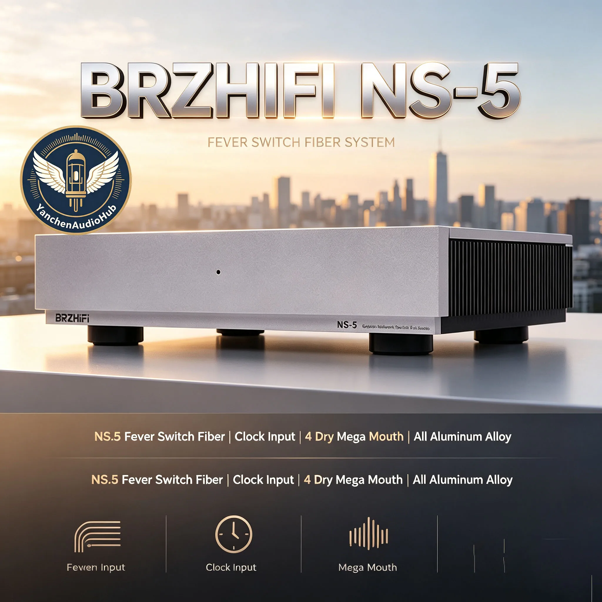 BRZHIFI NS-5 Audio Fever Gigabit Switch Built-in Wire OCXO Constant Temperature Crystal Clock Photoelectric Isolation
