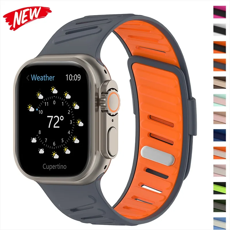 Zweifarbiges Sportarmband für Apple Watch Ultra 3/2/1 49 mm 41 42 45 44 46 mm, atmungsaktives Silikonarmband für Iwatch Serie 11 10 9 8 7 SE