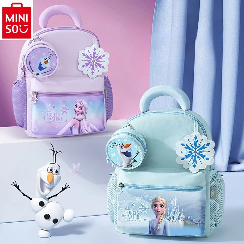 

MINISO Disney Frozen Lightweight Cartoon Elsa Large Capacity Backpack for Children's Load Reduction and Storage Backpack