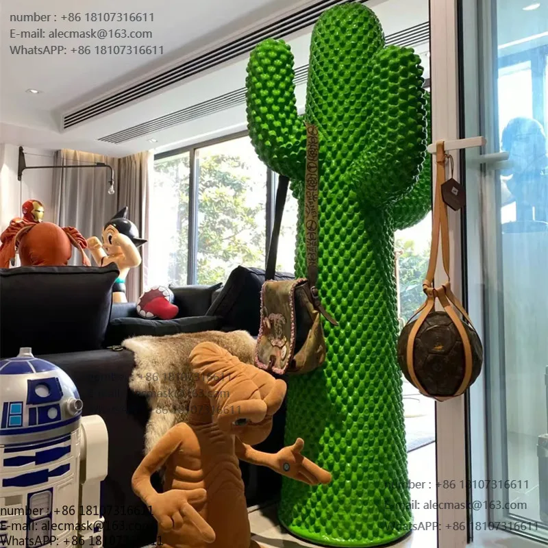 

Simulation cactus living room floor-to-ceiling ornament, Italian same store sculpture decorative coat rack ornament