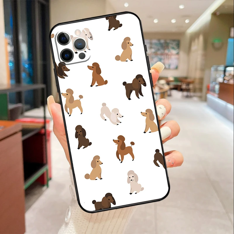 Poodle Dog Case For iPhone 16 15 14 Pro Max 13 12 Mini 11 Pro Max X XS XR Plus Soft Cover Funda