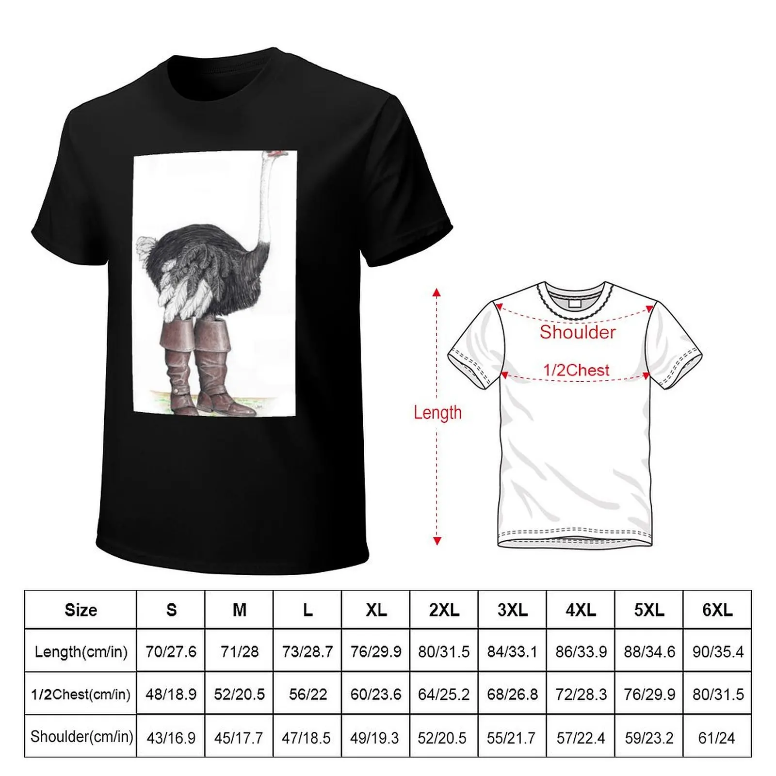 Ostrich in Musketeer boots T-Shirt Casual Loose Daily Wear T-Shirt