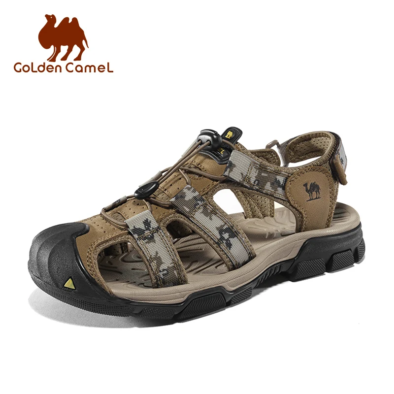 GOLDEN CAMEL Leather Men\'s Sandals Summer 2023 New Luxury Brand Platform Sandal Beach Shoes for Men Slippers Fashion Flip Flops