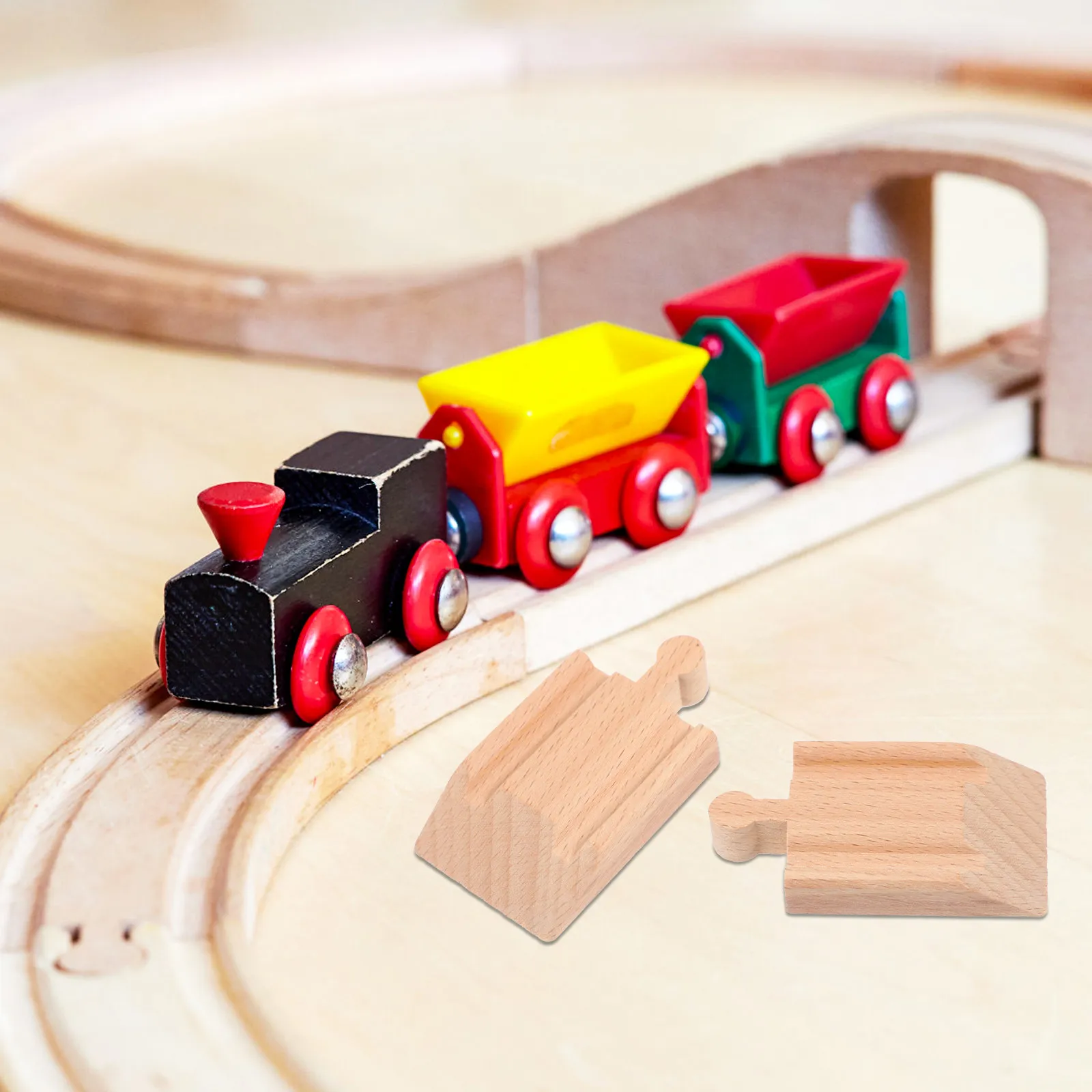 

10Pcs Wooden Train Track Accessories Creative Railway Expansion Parts for Kids Educational Playset Logical Thinking Development