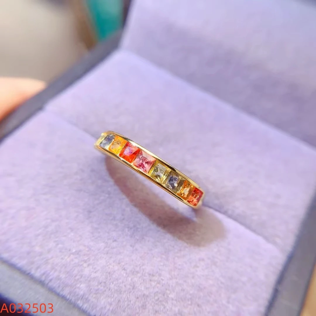 KJJEAXCMY Fine Jewelry Natural Colorful Sapphire Women's Ring S925 Pure Silver Exquisite Inlaid High Clarity Support Testing