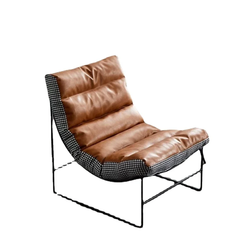 Reclinable Foldable Living Room Chairs Ergonomic European Modern Comfortable Sitting Room Chair Armless Metal Sillones Furniture