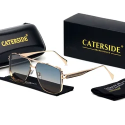 Caterside New Gradient Square Metal Frame Men's Sunglasses Fashion Vintage Women Sun Glasses UV400 Driving Fishing The Best Gift