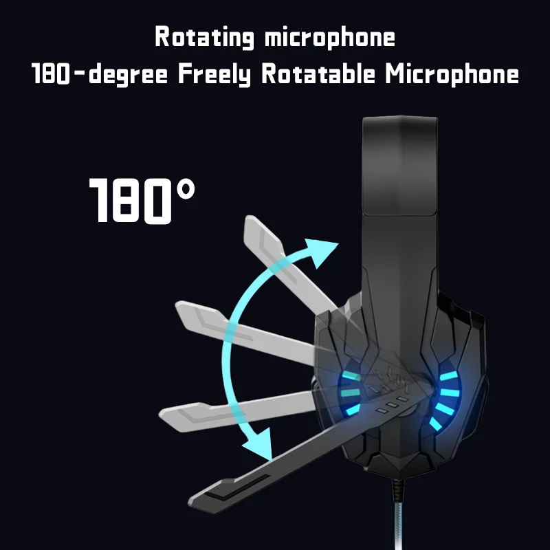 SW-G830 Cuffie da gioco con copertura flessibile per microfono HD orecchie Cuffie cablate esterne con suono surround stereo con luce RGB