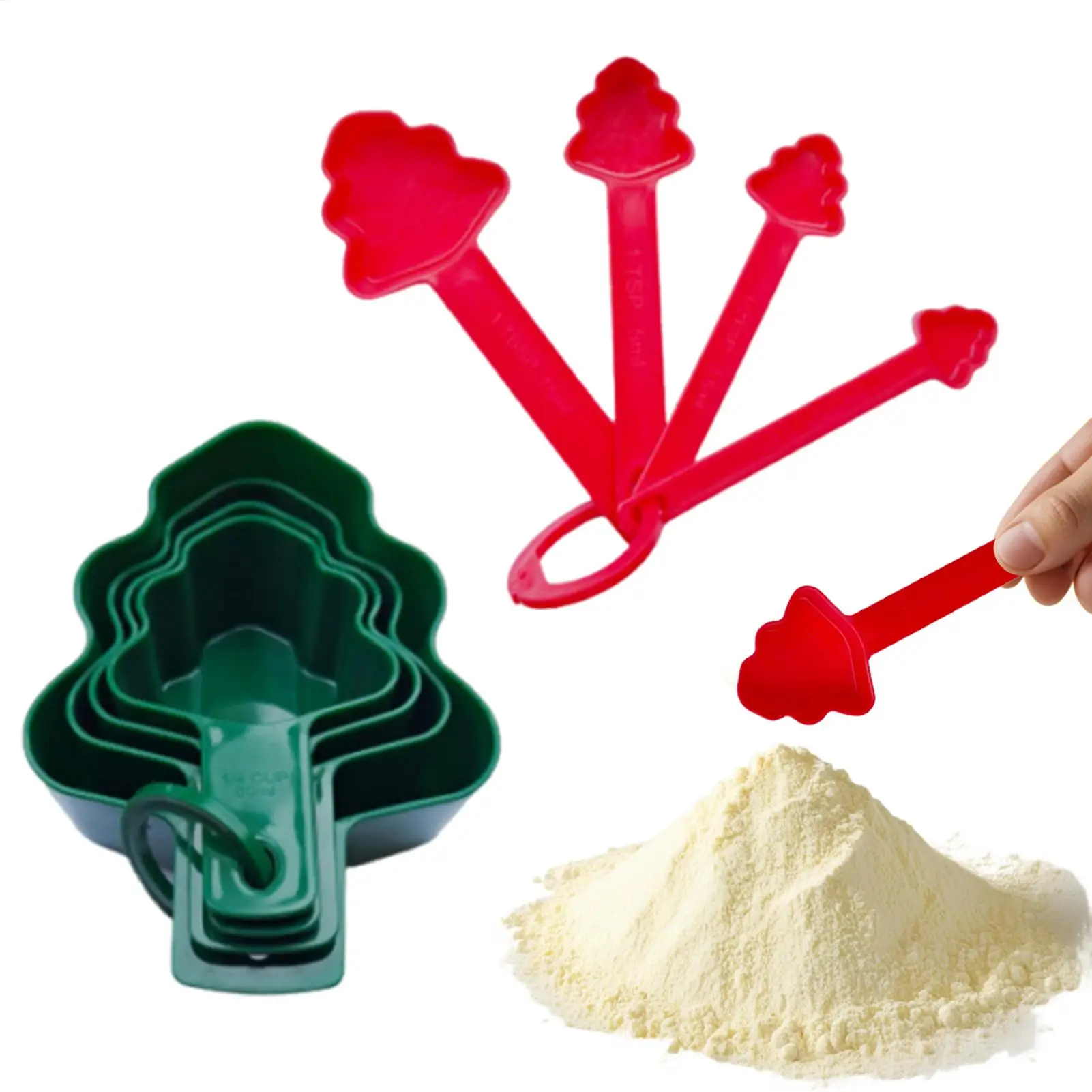 Tazas y cucharas medidoras navideñas, juego de utensilios de cocina para hornear de 8 piezas, comida casera, regalos de inauguración de la casa, vacaciones, bodas