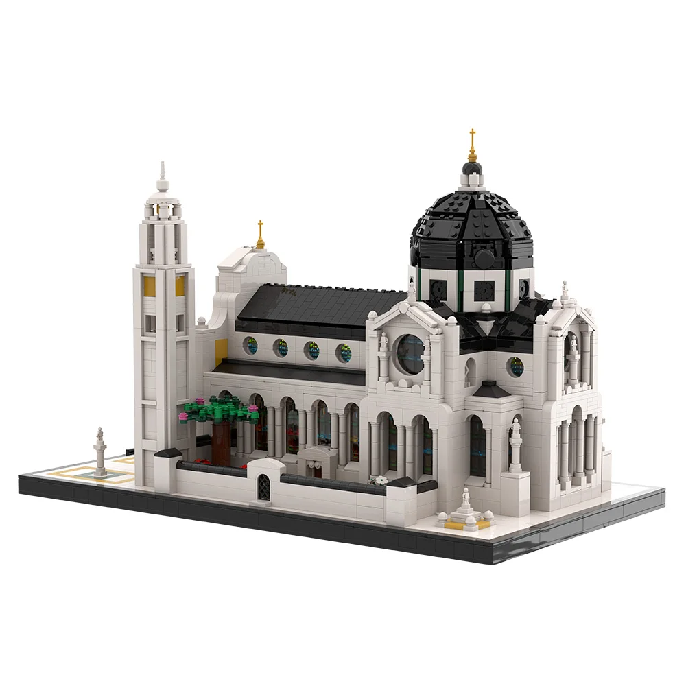 MOC Modular Basilique St Maurice Bricks Model Basilique St Maurice Architecture Street View Building Blocks Assemble Toys Gifts