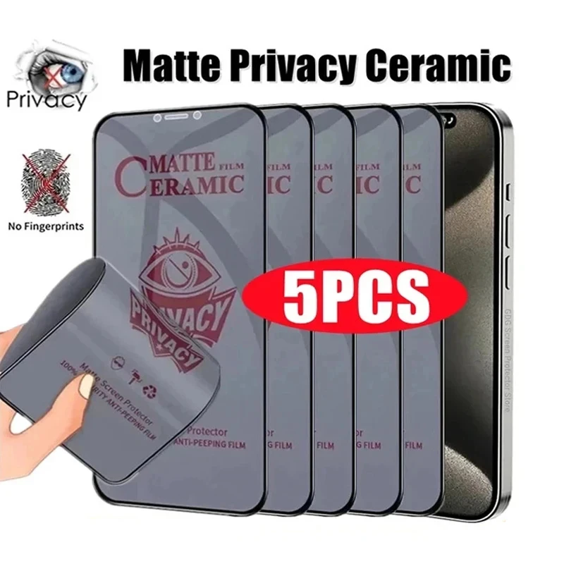 5 Stück matte Keramik-Sichtschutzfolie für Samsung A16 5G A17 A37 A36 A26 A35 A34 A33 A32 A31 A30 A15 A14 A13 A12 A25 A24 A23 A22 A21