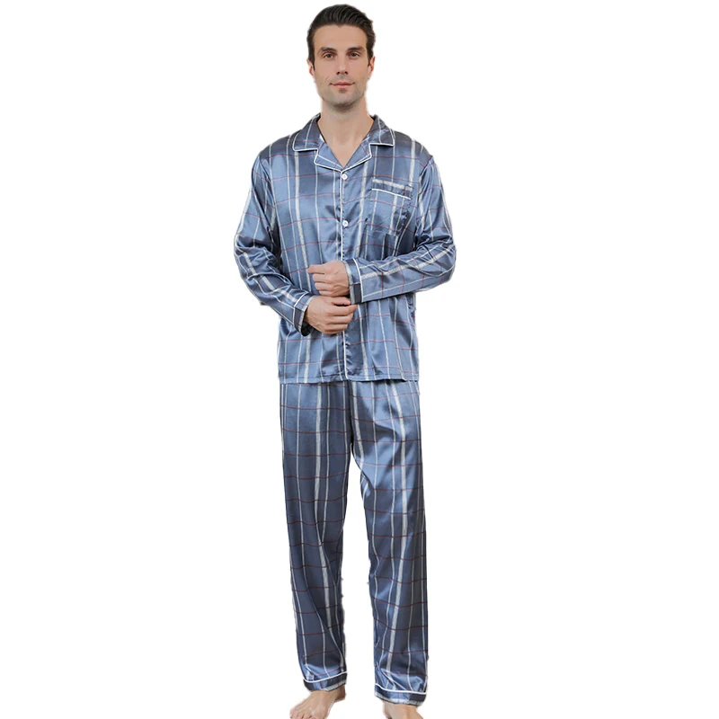 Herren Pyjama lange Ärmel Sommer Eis schöne Hauskleidung Herren Frühling und Herbst lässig dünne Strickjacke kann zwei Anzüge tragen