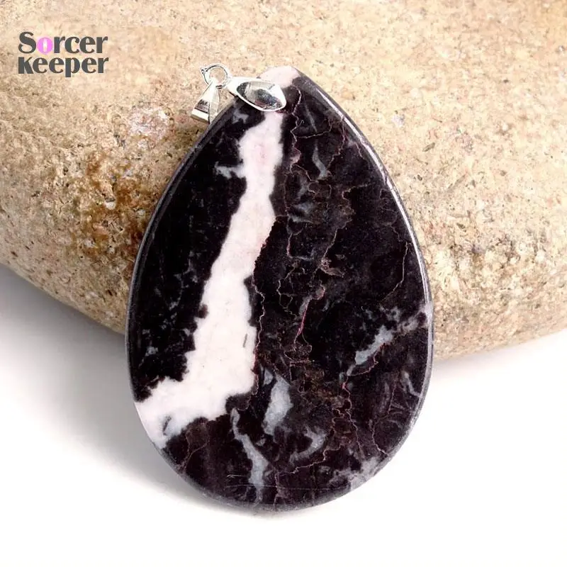 SorcerKeeper Fashion Crystal Quartz Pendant Necklace Natural Zebra Agate Stone Necklaces For Men Vintage Colares Femininos US766