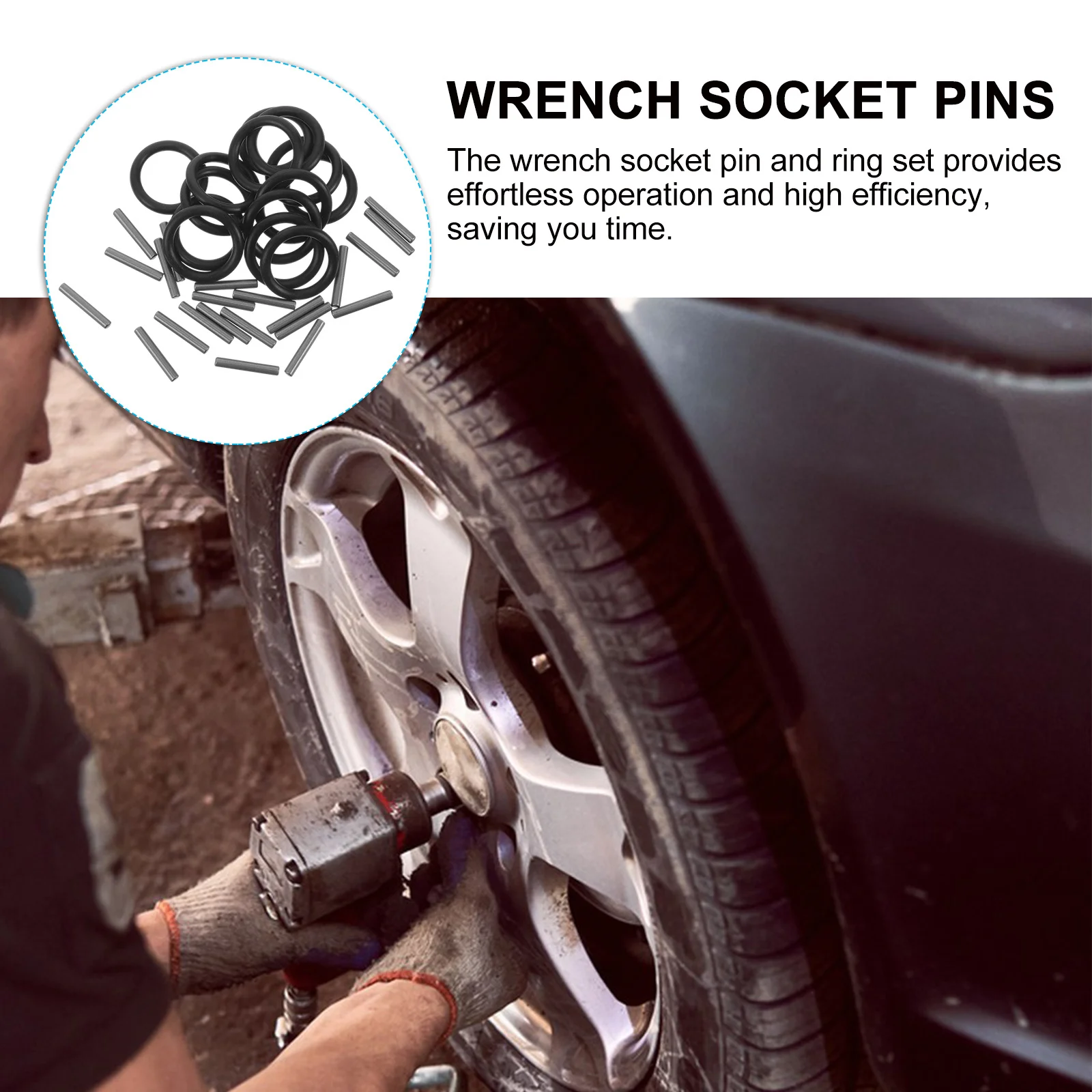 

50 set Wrench Socket Pins Rings Rubber Retaining Repair Accessories Multi-Use Replacement Sturdy Fastener Tools Heavy Duty