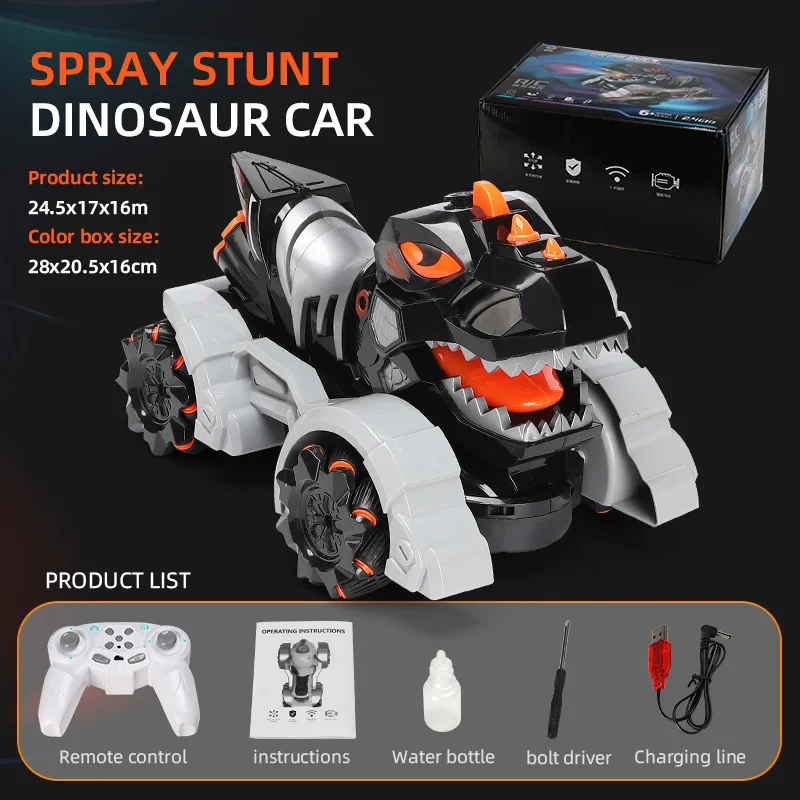 Drift Spray Dinosaur Racing High Speed Music Lights 2.4g Remote Control Children'S Boys Electric Toy Car Christmas Gift Surprise