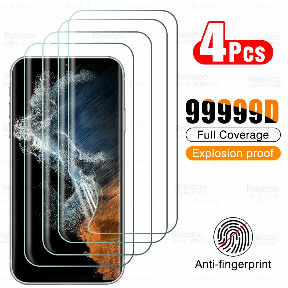 4Pcs Curved Hydrogel Film For Samsung Galaxy S22 Ultra 5G S21 FE S20 Plus S10 Lite S9 S8 Note 20 10 S 22 21 9 Not Tempered Glass