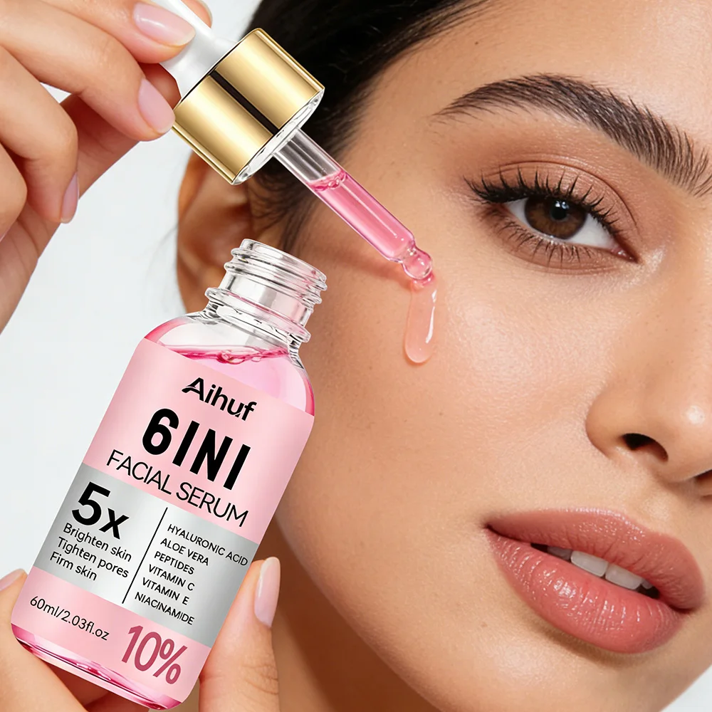 AIHUF 6IN1 Anti-Aging Serum with 5% Niacinamide Retinol Hyaluronic Acid Brightening Skin Tightening Pore Minimizing Moisturizing