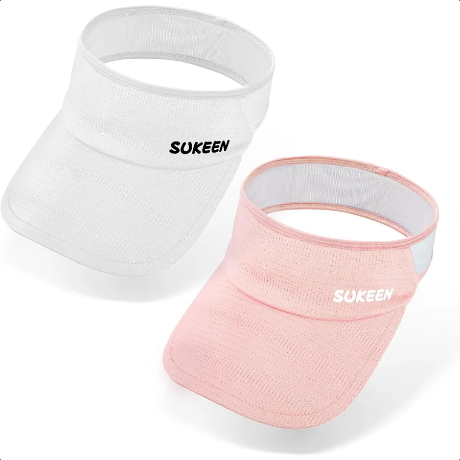 

Sukeen 2 Packs Sun Visor Hats for Girls BoysLightweight Sports Cap Cooling UPF50+ Sun Hat for Running Outdoor Activity