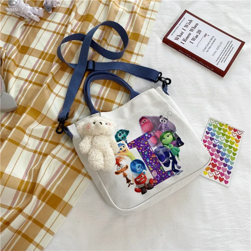 Disney Inside Out 2 Canvas Crossbody Bag Kids Casual Accessories Handbag Children Cartoon Cute Shoulder Bags Tote Christmas Gift