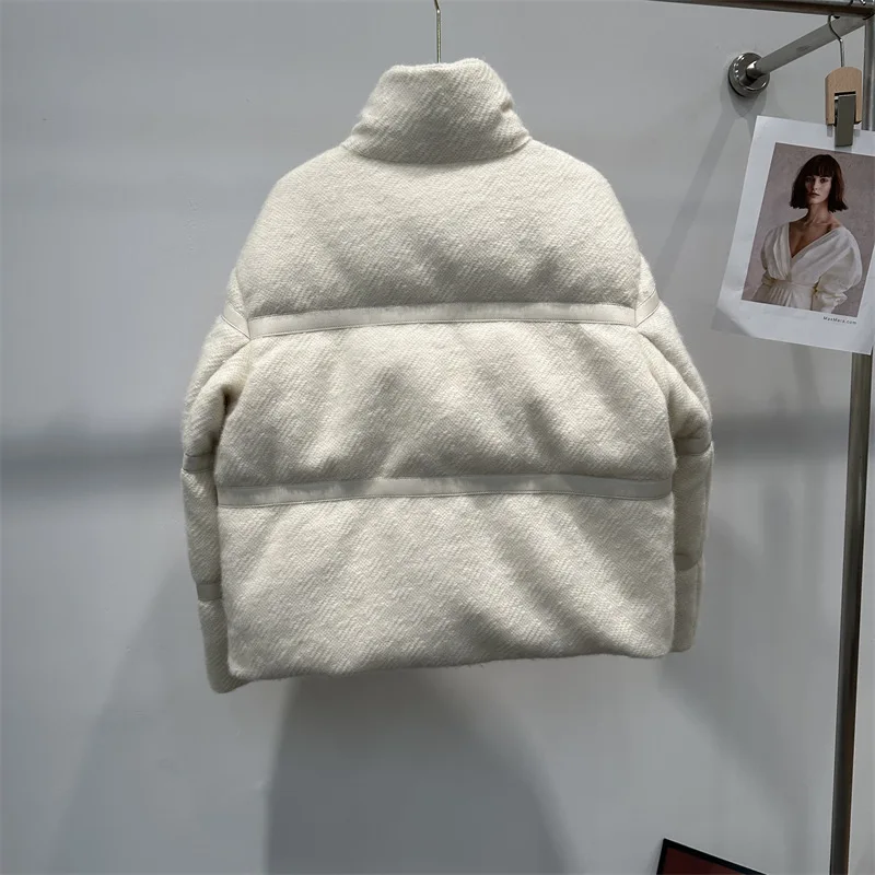 Women'S New Style Stand Collar 90 White Goose Down Jacket Loose Casual Short Minimalist Jacket