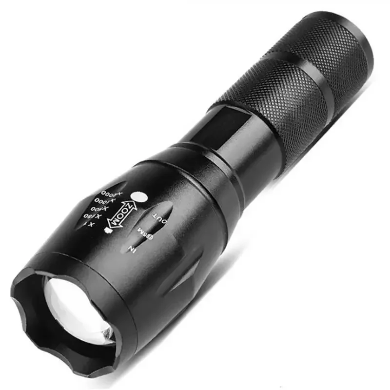 T6 Strong Light Flashlight LED Aluminum Alloy Telescopic Zoom Battery Version Outdoor Searchlight Remote Flashlight
