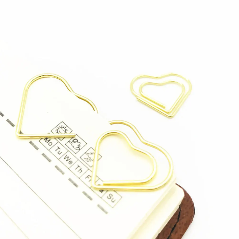 

100Pcs Heart Shape Paper Clips Creative Metal Clips for Office Documents Photo Albums Bookmarks Small Paperclips