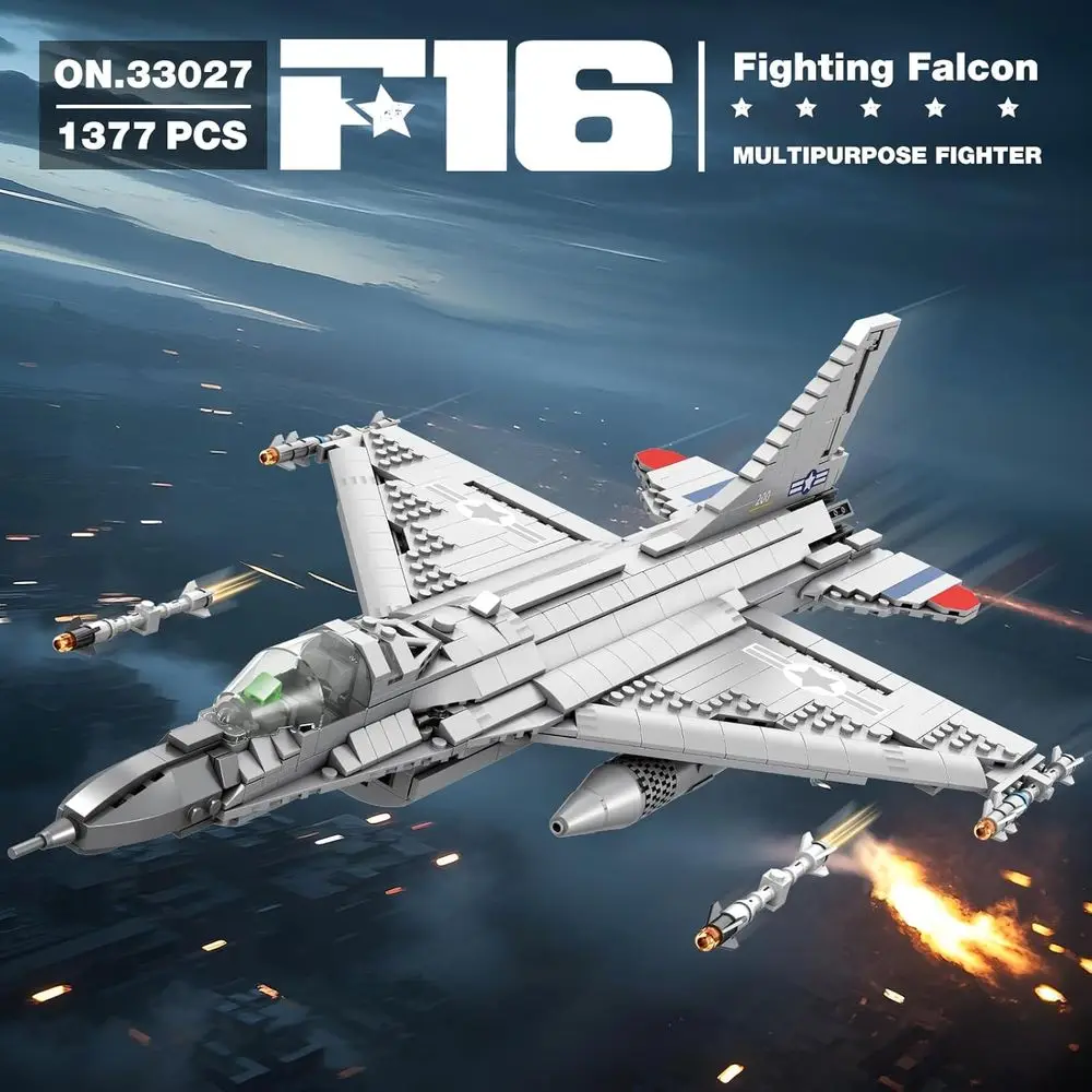 F-16 戦闘機組み立てキット、軍事展示モデル、空軍ビルディングブロック、33027、ファイティングファルコン航空機、陸軍ビルディングブロック