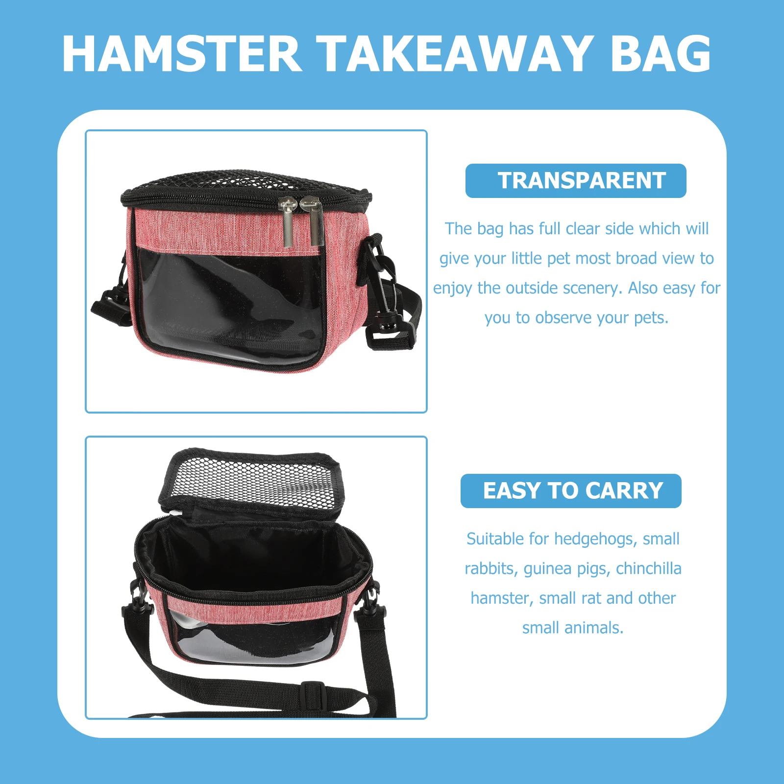 

Hamster Carrier Bag Portable Hedgehog Outdoor Handbag Small Animal Pouch Compact Pet Travel Guinea Pig Squirrel Chinchilla Bag