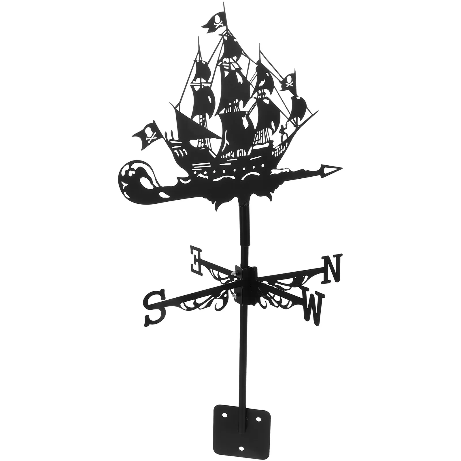 Delicate Pirate Ship Weathervane Premium Iron Wind Vane Decorative Garden Decor Yard Ornament Roof Mounted Weather Direction