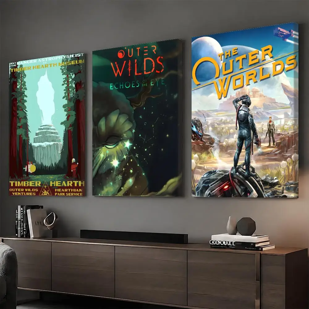 Game O-Outer Wilds Painting Calligraphy HD Canvas Print Poster Wall Art | Optional Frame | Modern Hallway Decor